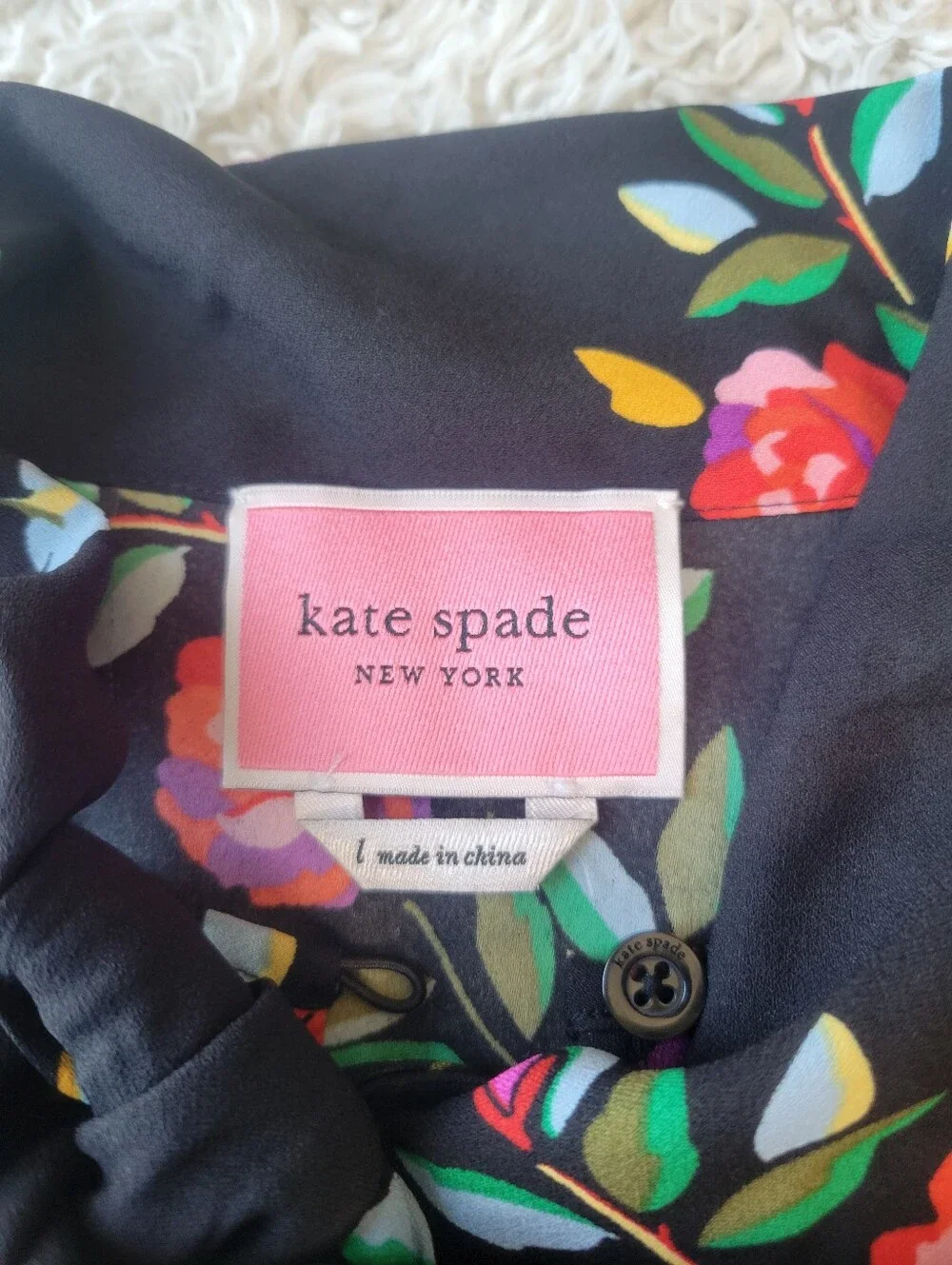 Kate Spade New York Autumn Floral Tie Neck Dress Size Large